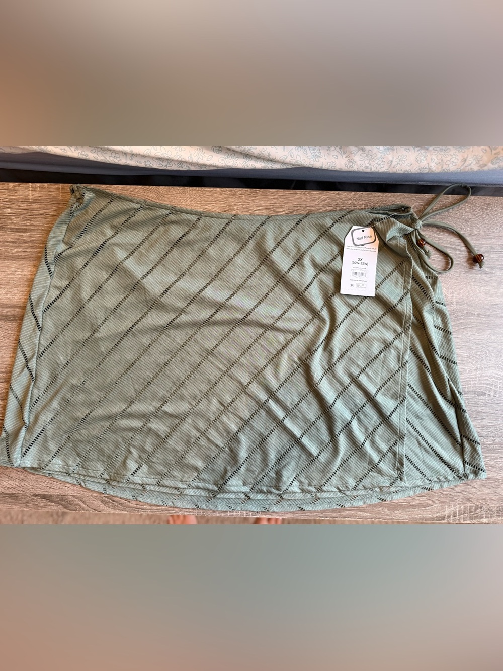 Time and Tru Olive Green Knit Swim Coverup Skirt